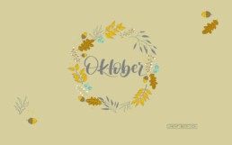 Wallpaper PC Oktober 2019 Brushlettering Illustration Herbstkranz