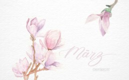 Wallpaper PC März 2019 Brushlettering Illustration Aquarell Magnolie